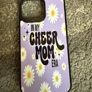 iPhone 14PM Cheer Mom Era Phone Case - Purple Floral Design